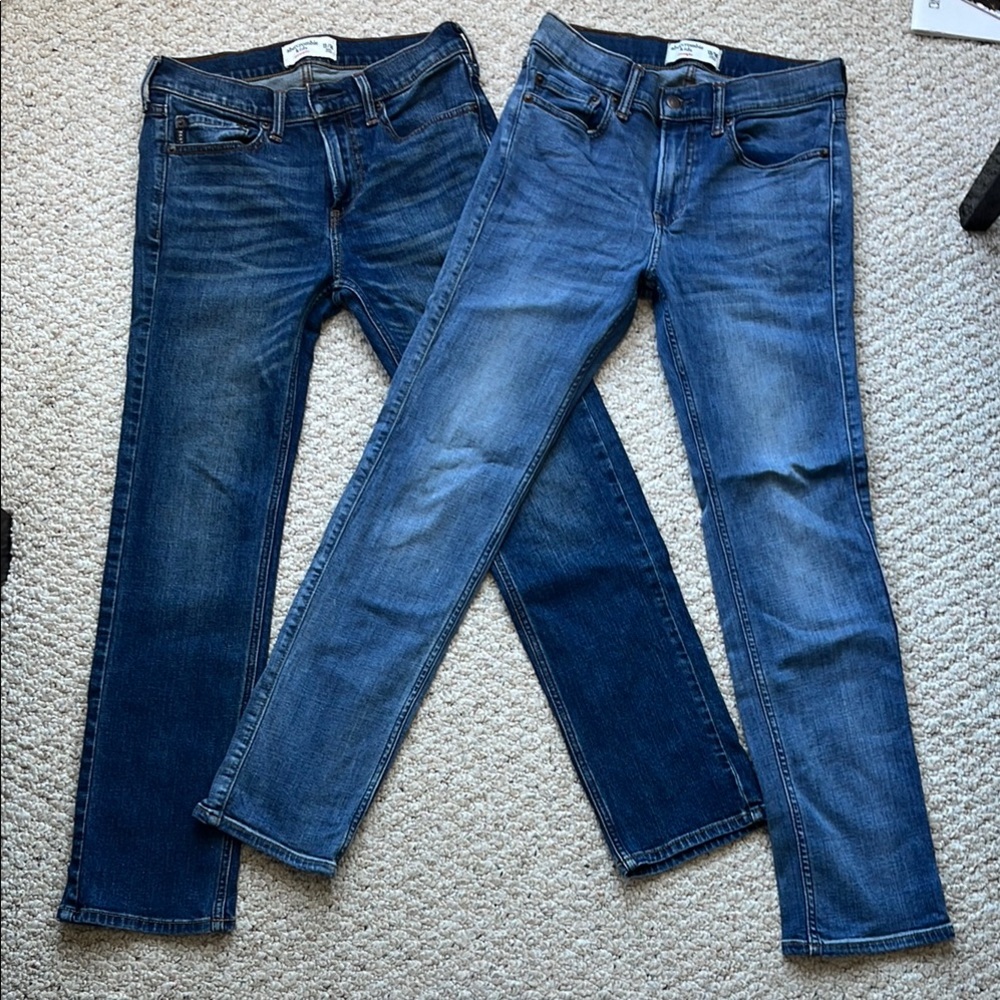 Abercrombie Kids Blue Jeans Classic Denim Bottoms, Two Pairs